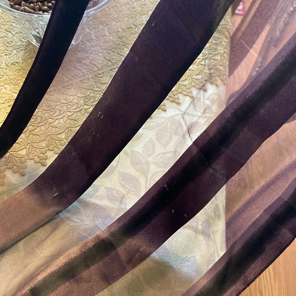 🌹Korean purple silk feel striped scarf many ways worn size 58”x14” - Picture 12 of 13